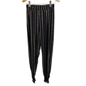 🍒 2/$20 🍒 Black & Gold Striped Elastic Waist Sheer Harem Pants sz S